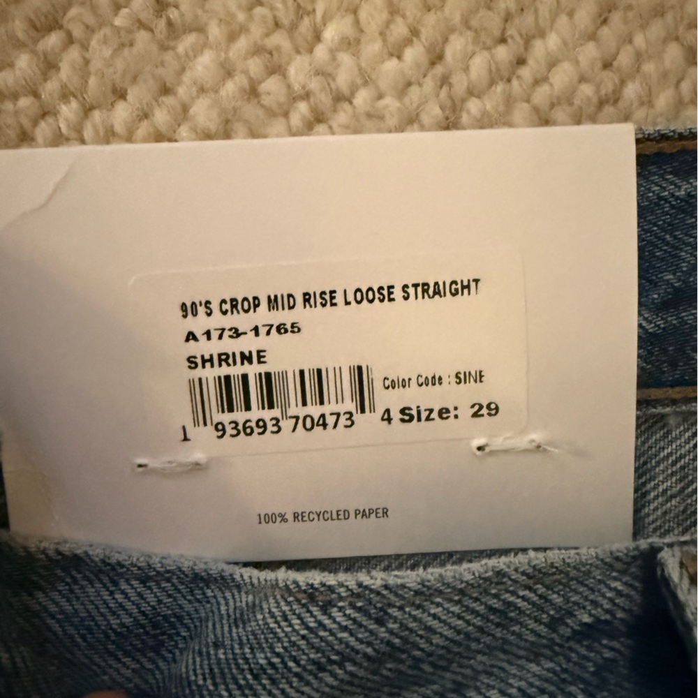 Agolde 90's pinch waist crop in Solace Size 29